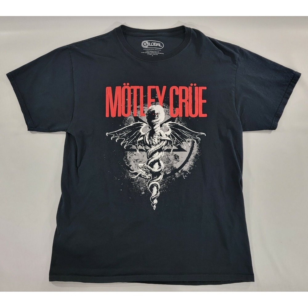 Motley Crue Dr. Feelgood 80's Hard Rock Global T-Shirt Black Men's Sz Large EUC